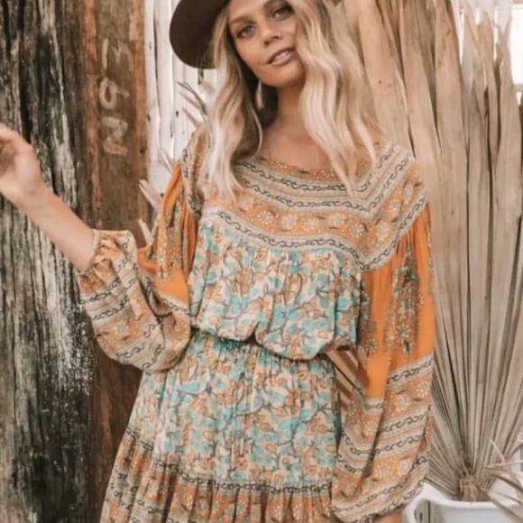 Golden Fields Bohemian Floral Long Sleeve Gypsy Blouse - Picture 1 of 5